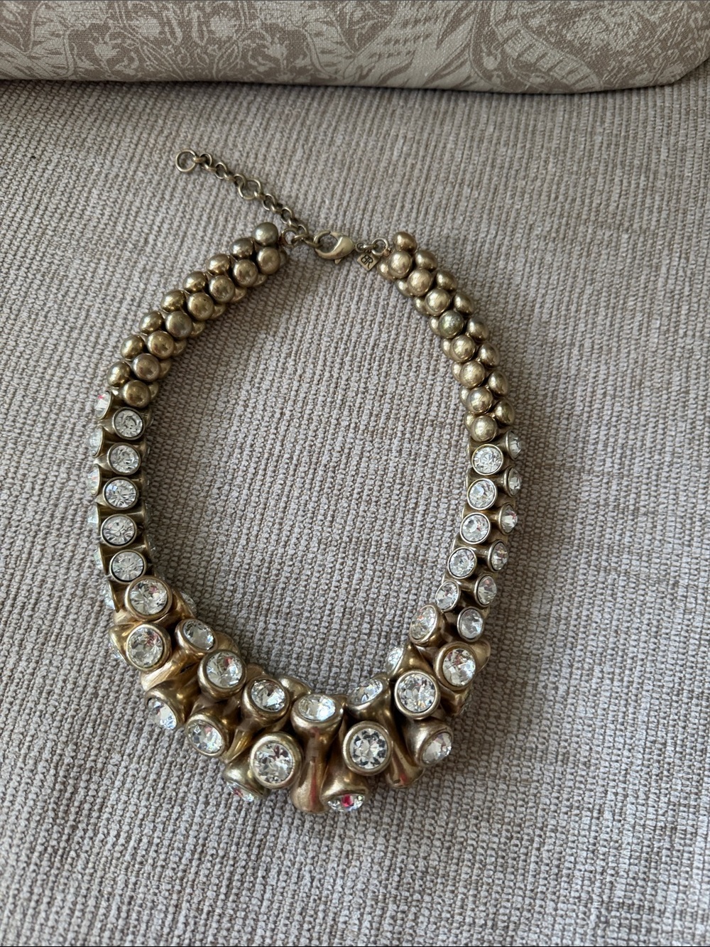 Banana Republic Gold and Clear Crystal Bib Necklace
